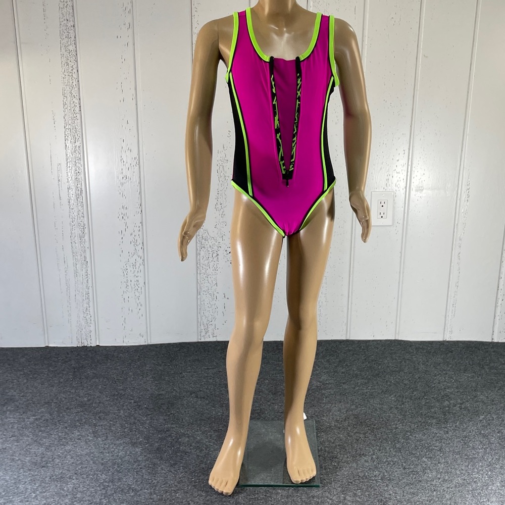 **Extreme Girl's Hot Pink & Neon Yellow  Swimsuit one  piece Size 10